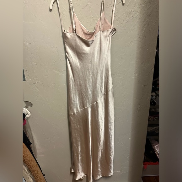 Selfie Leslie Well Versed Pleated Bust Front Split Dress - Champagne, medium - Picture 8 of 13